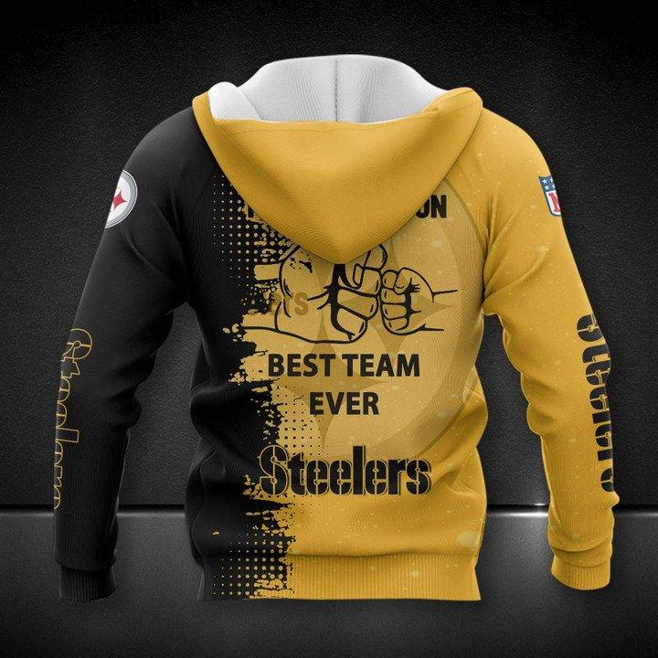New Trend Pittsburgh Steelers Father And Son Best Team Ever 3D All Over Print Hoodie T-Shirt