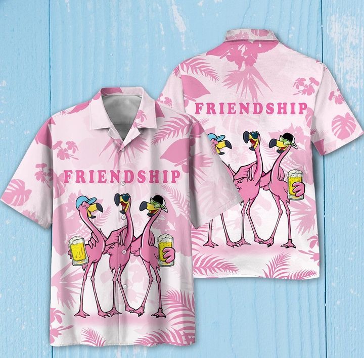 Friendship Flamingos Aloha Hawaiian Shirt And Short
