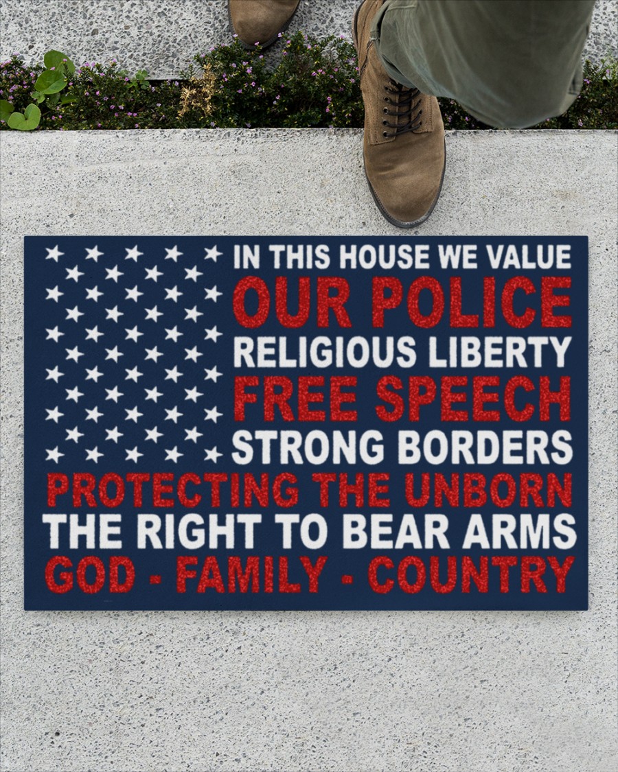 In this house we value our police religious liberty doormat