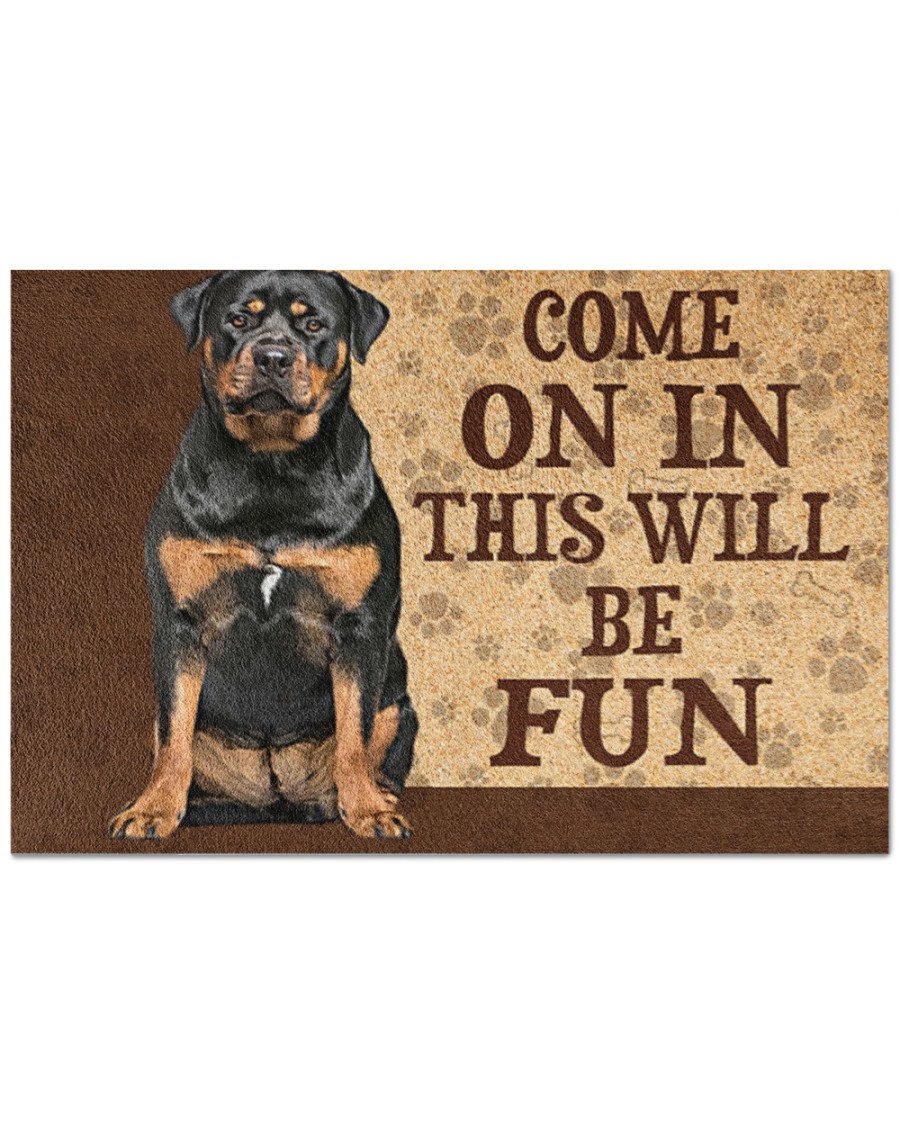 Rottweiler come on in this will be fun doormat