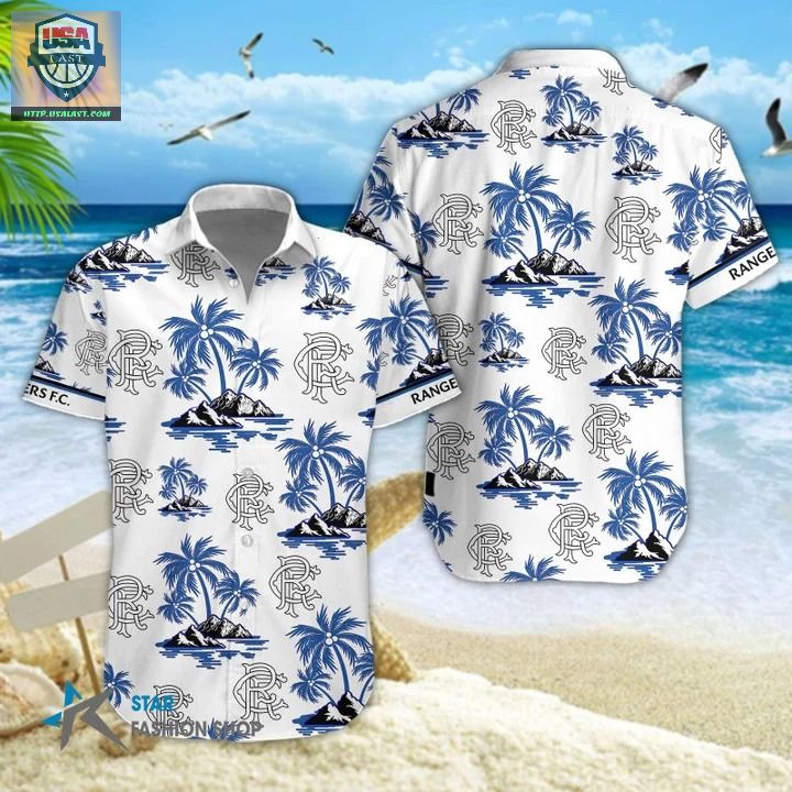 Cheap Scottish Premiership Rangers F.C Hawaiian Shirt