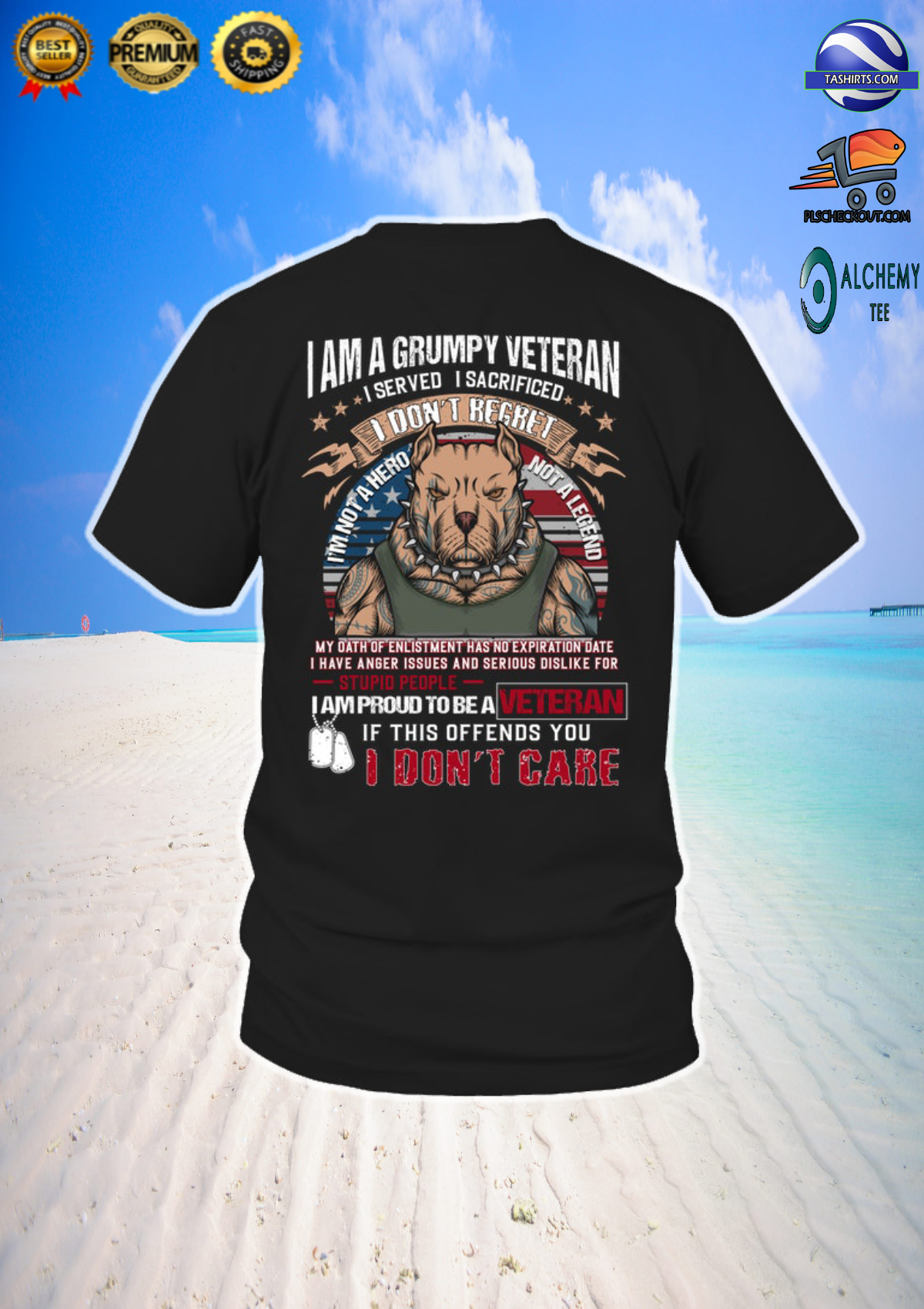 Pitbull i am a grumpy veteran i served i sacrificed i don’t regret shirt