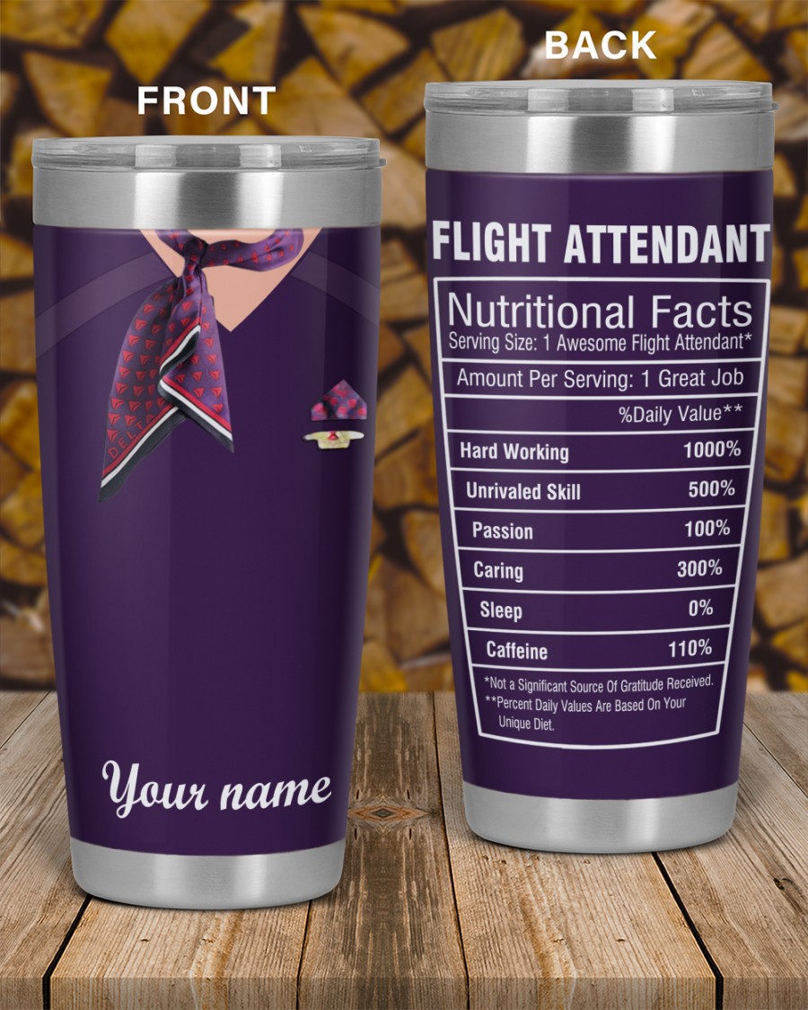 Flight attendant nutritional facts custom name tumbler mug