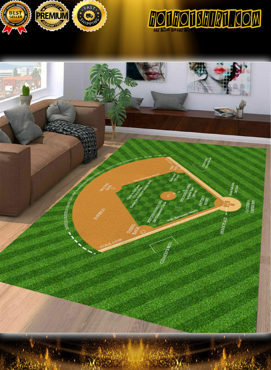 American baseball field description rug