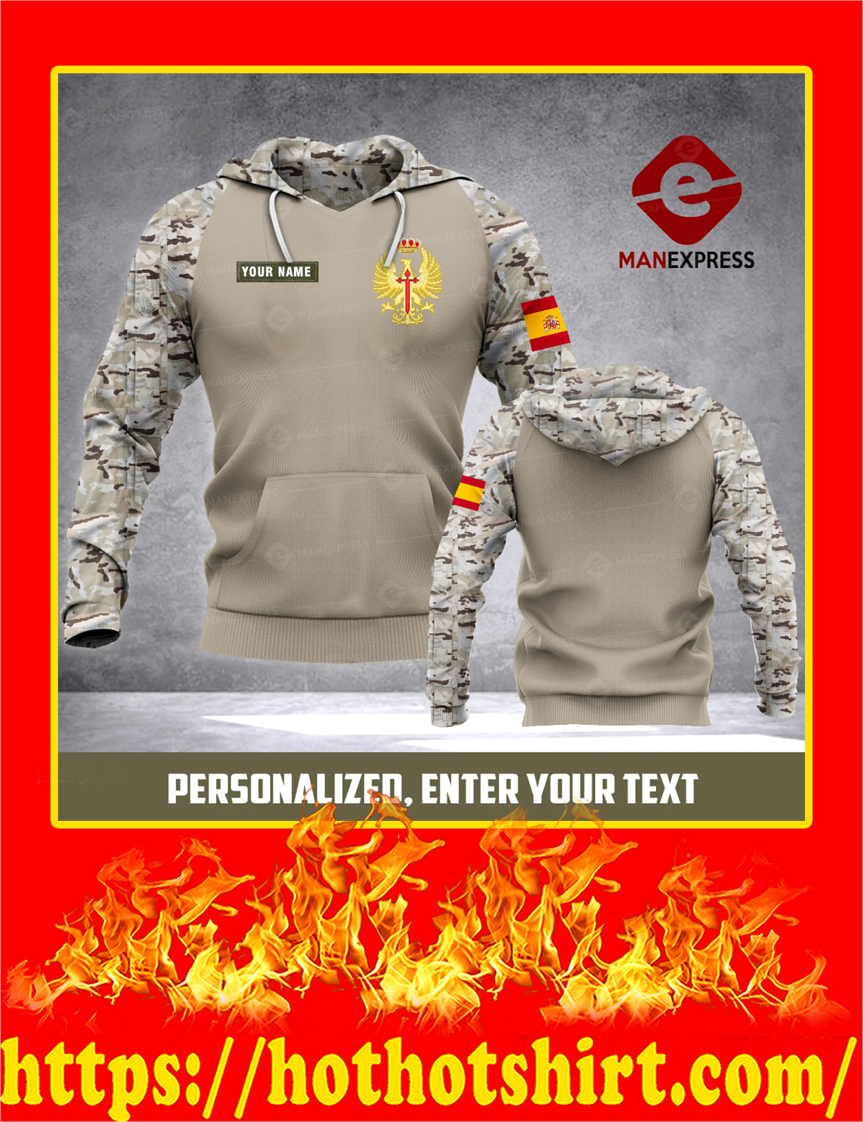Army Spanish Customize Custom Name 3d Hoodie