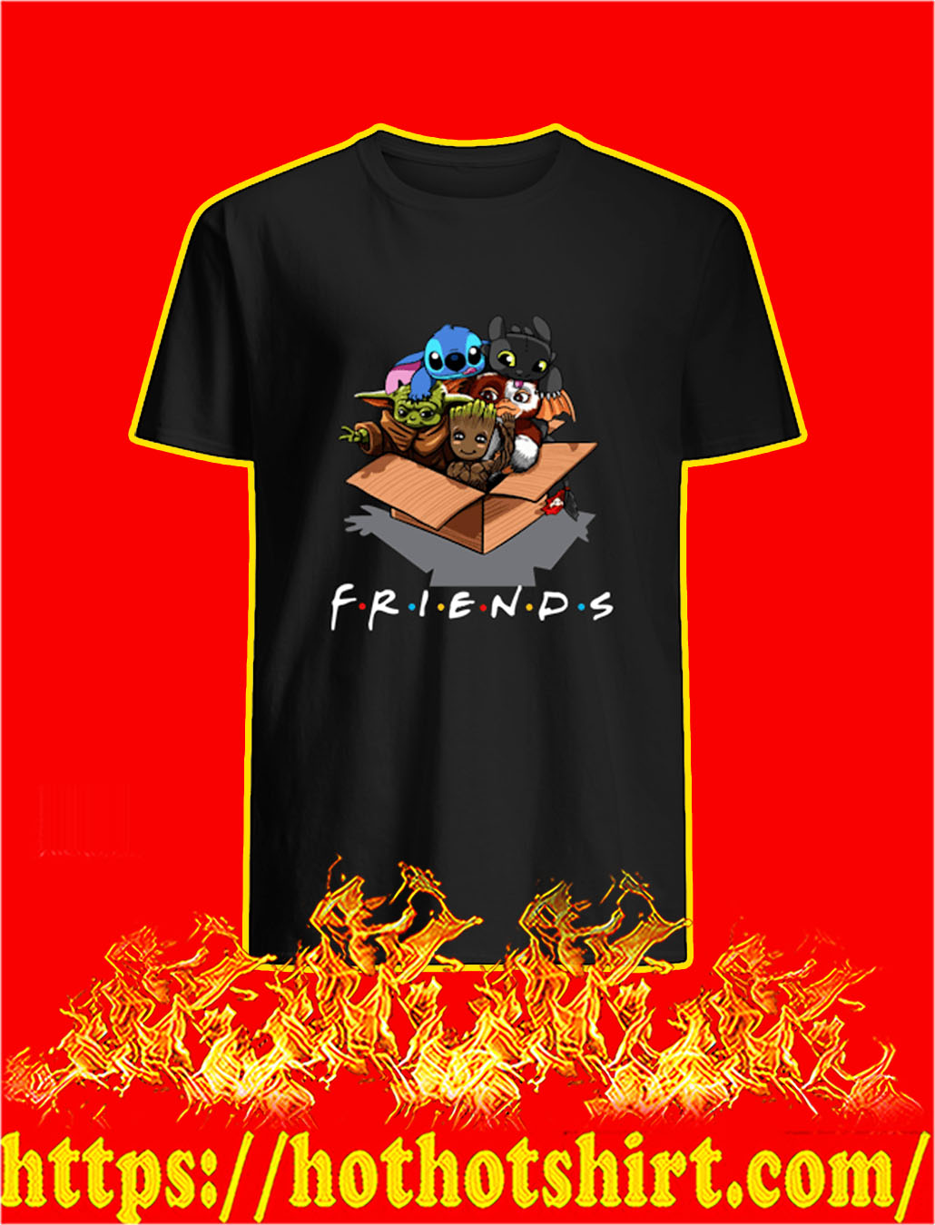 Baby Yoda Gizmo Groot Stitch And Toothless Friends shirt