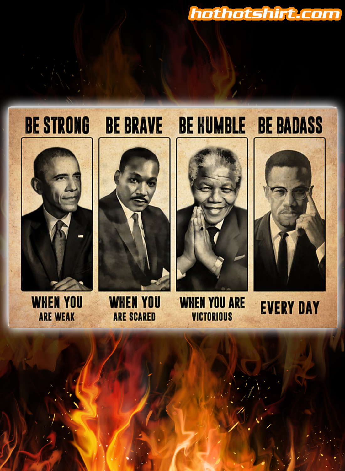 Barack Obama Nelson mandela Be Strong Be Brave Be Humble Poster