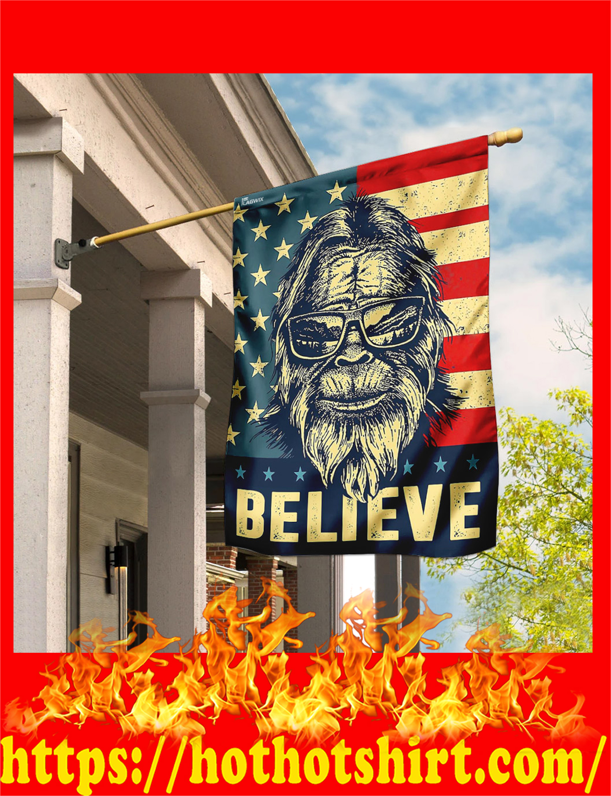 Bigfoot believe american flag