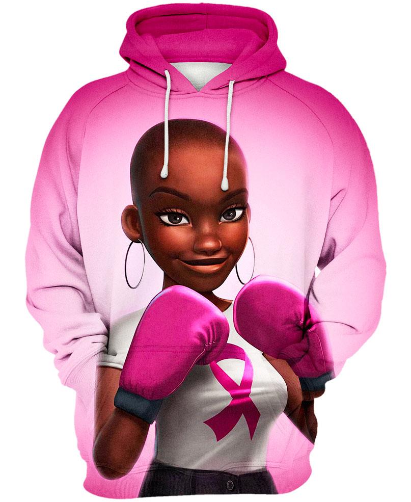 Black Girl Pink Warrior October Breast Cancer Awareness Hoodie 3D, T-shirt 3D, Sweatshirt 3D