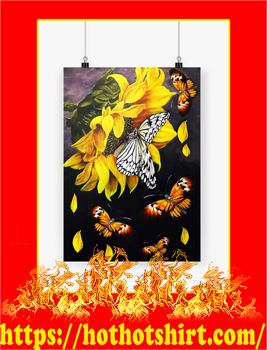 Butterfly sunflower poster