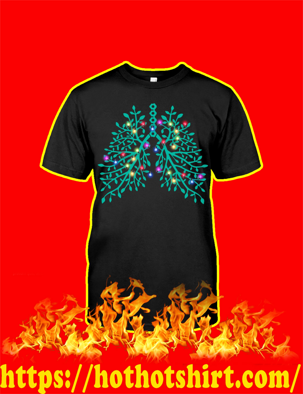 Christmas Light Respiratory Therapy Lungs shirt and hoodie and v-neck