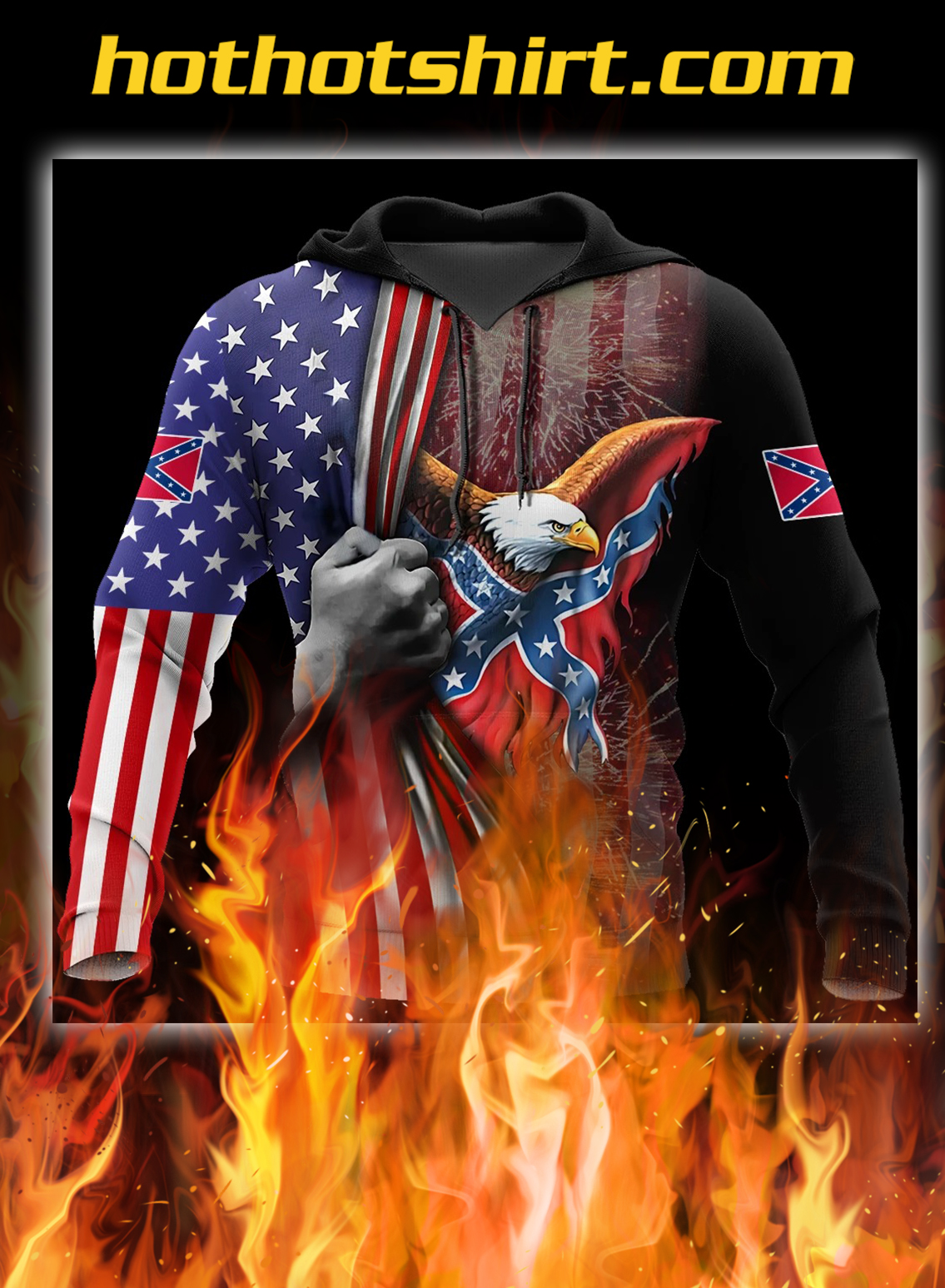 Confederate states of america eagle 3d all over printed hoodie and shirt