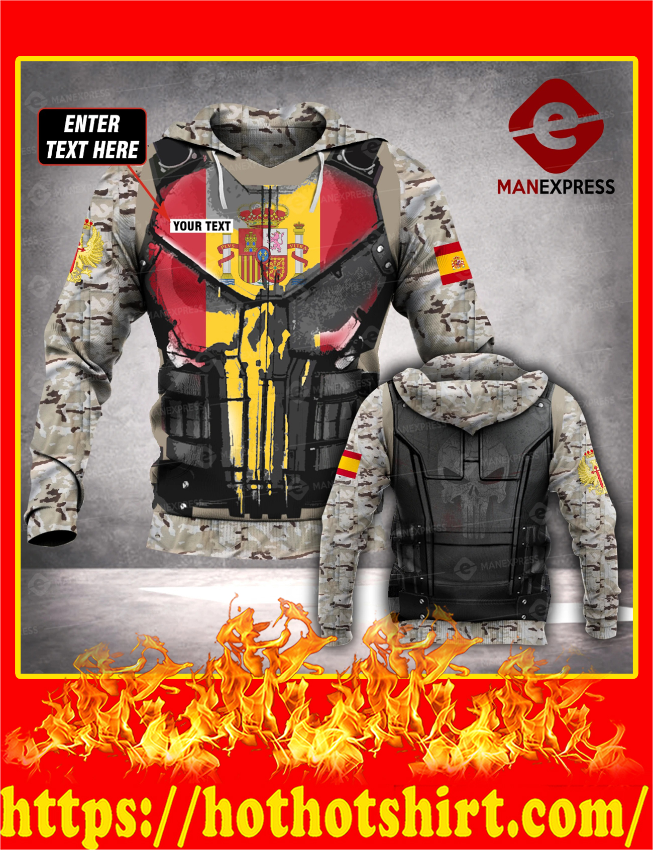 Customize Custom Name Spanish Army 3d All Over Print Hoodie
