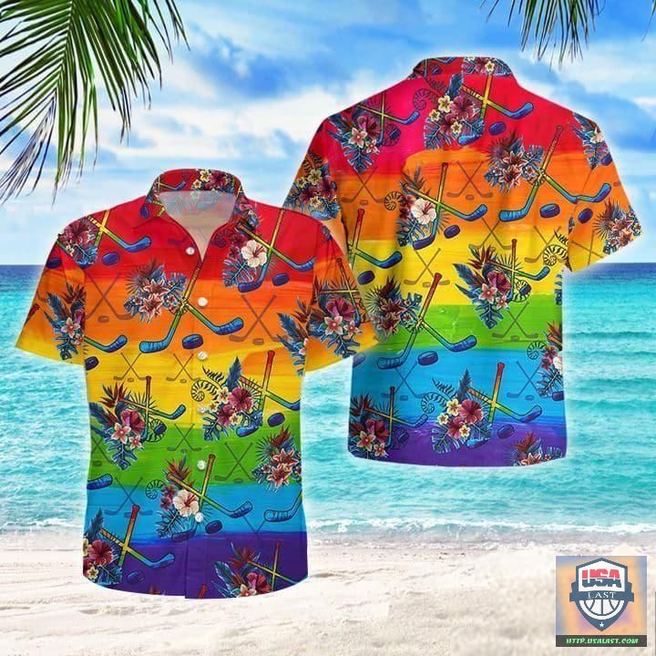 LGBT Proud Hockey Flowers Hawaiian Shirt