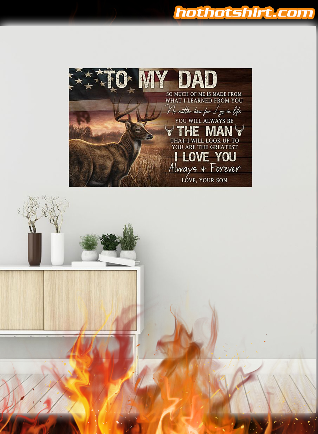 Deer USA Flag To My Dad I Love You Alway And Forever Canvas Poster