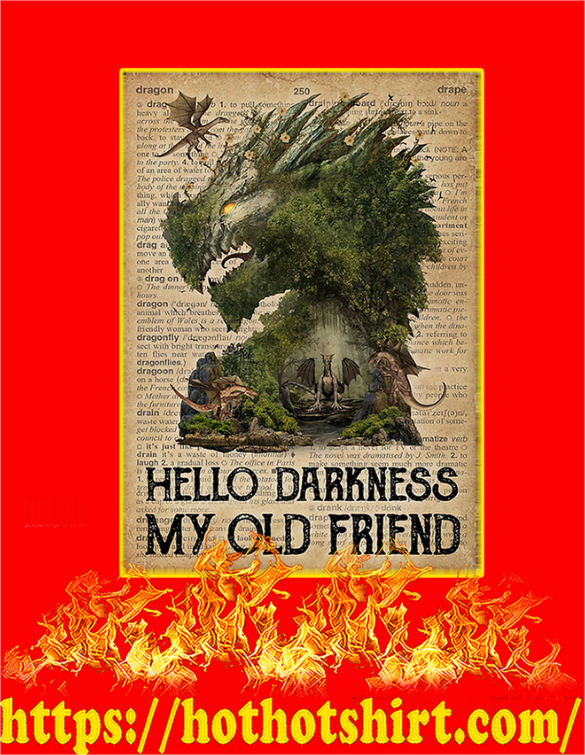 Dictionary dragon hello darkness my old friend poster