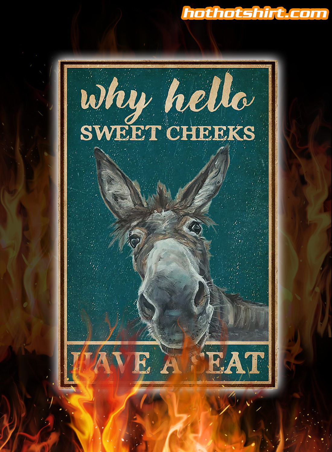 Donkey retro teal why hello sweet cheeks have a seat canvas print