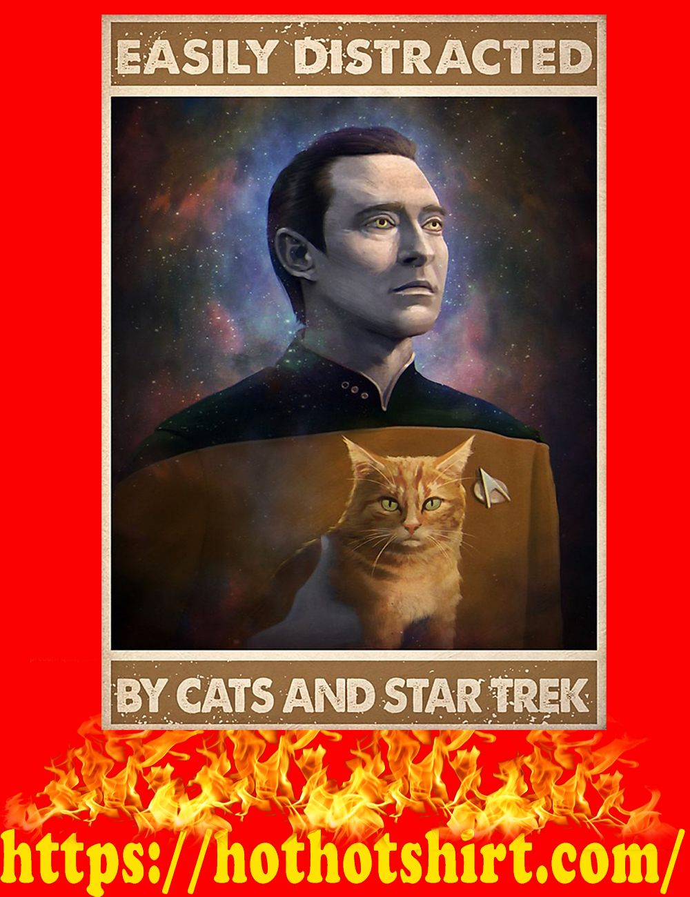 Easily distracted by cats and star trek poster