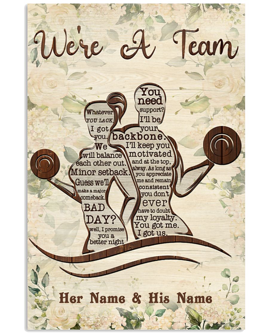 Fitness we're a team custom name personalized poster