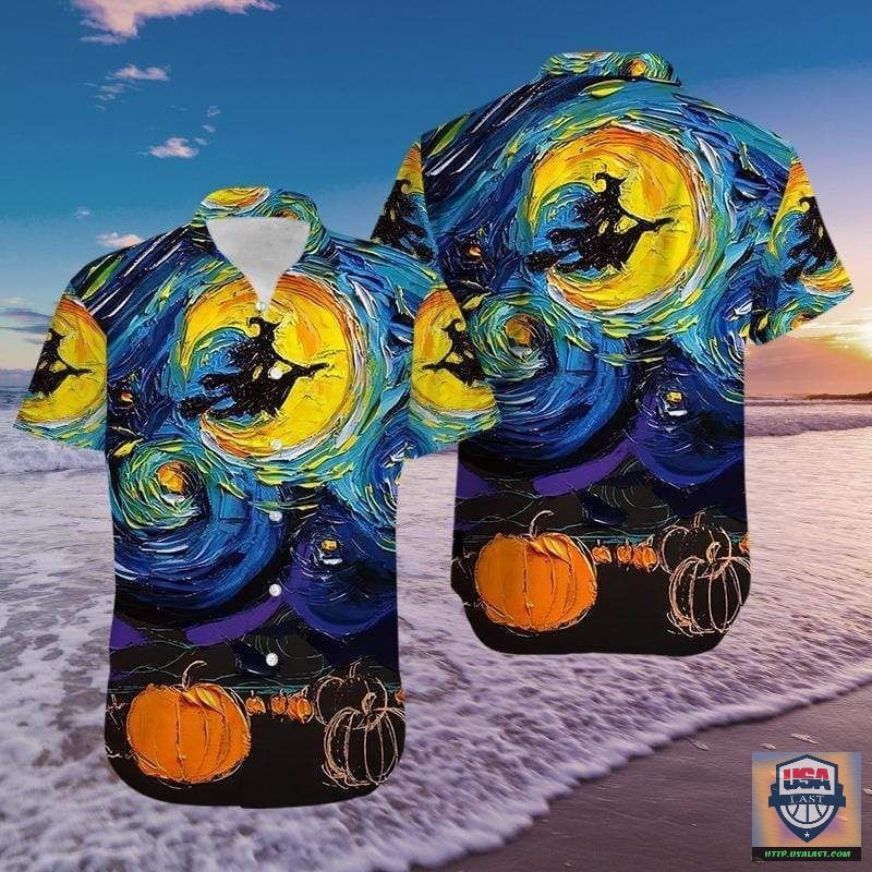 Witches Pumpkin Starry Night Hawaiian Shirt