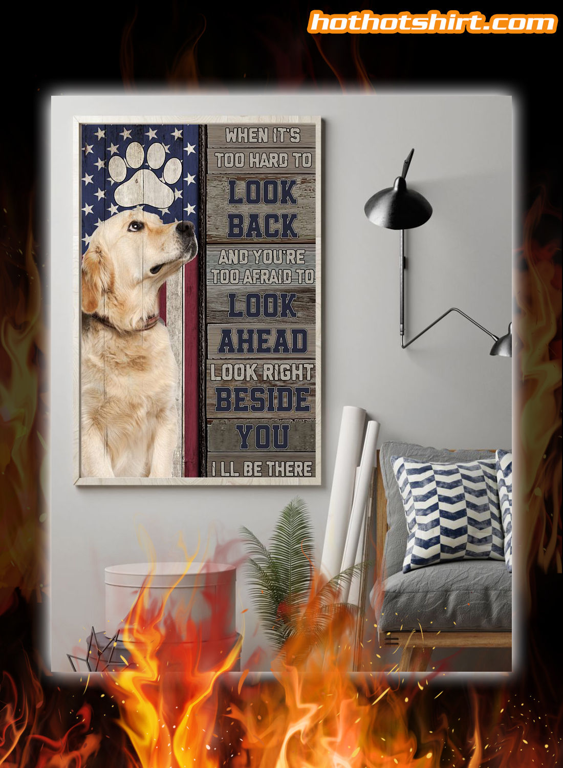Golden Retriever when it’s too hard to look back poster