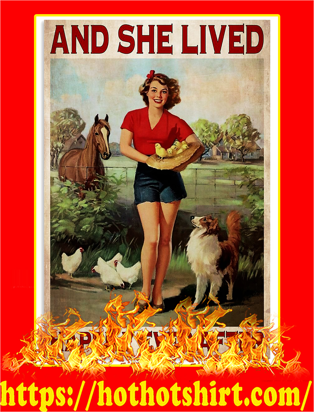Horse dog chicken And she lived happily ever after poster