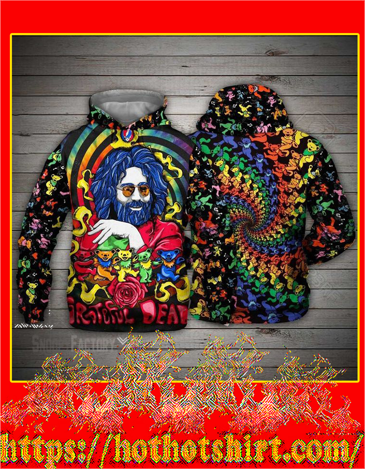 Jerry Garcia grateful dead bears 3d hoodie and t-shirt