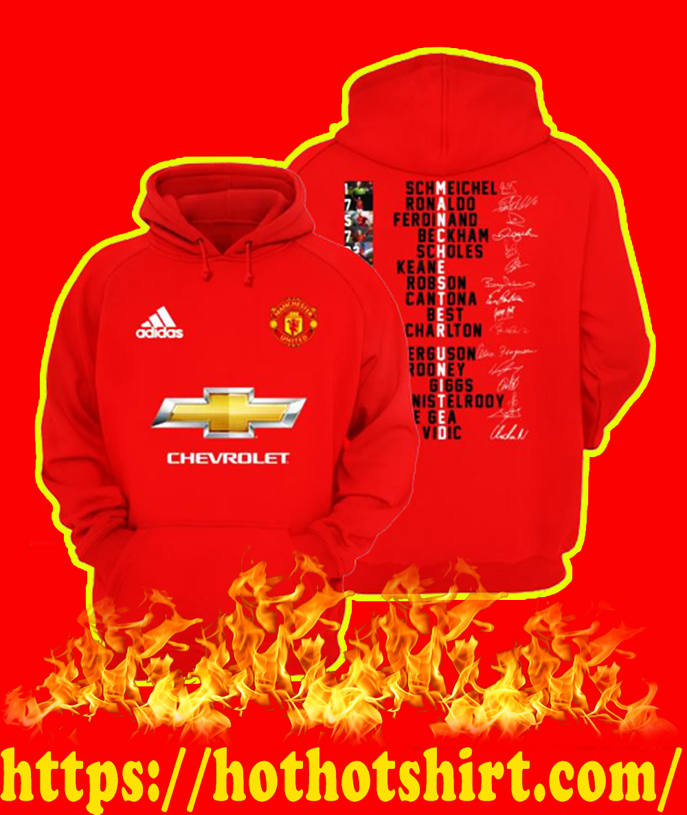 Manchester United Players Names Signature Print 2 Sides Hoodie, T-shirt