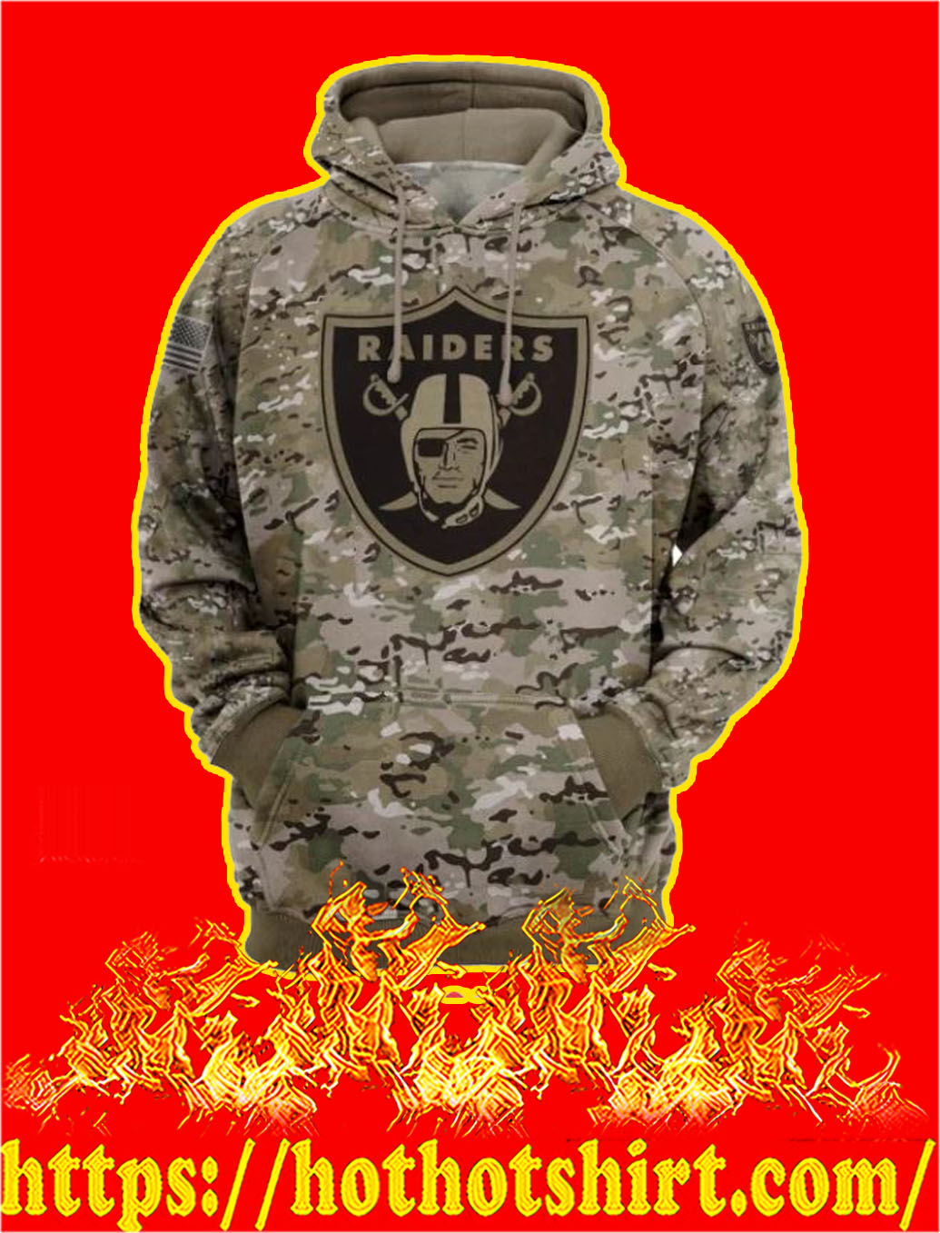 Oakland Raiders Camo Style All Over Print Hoodie