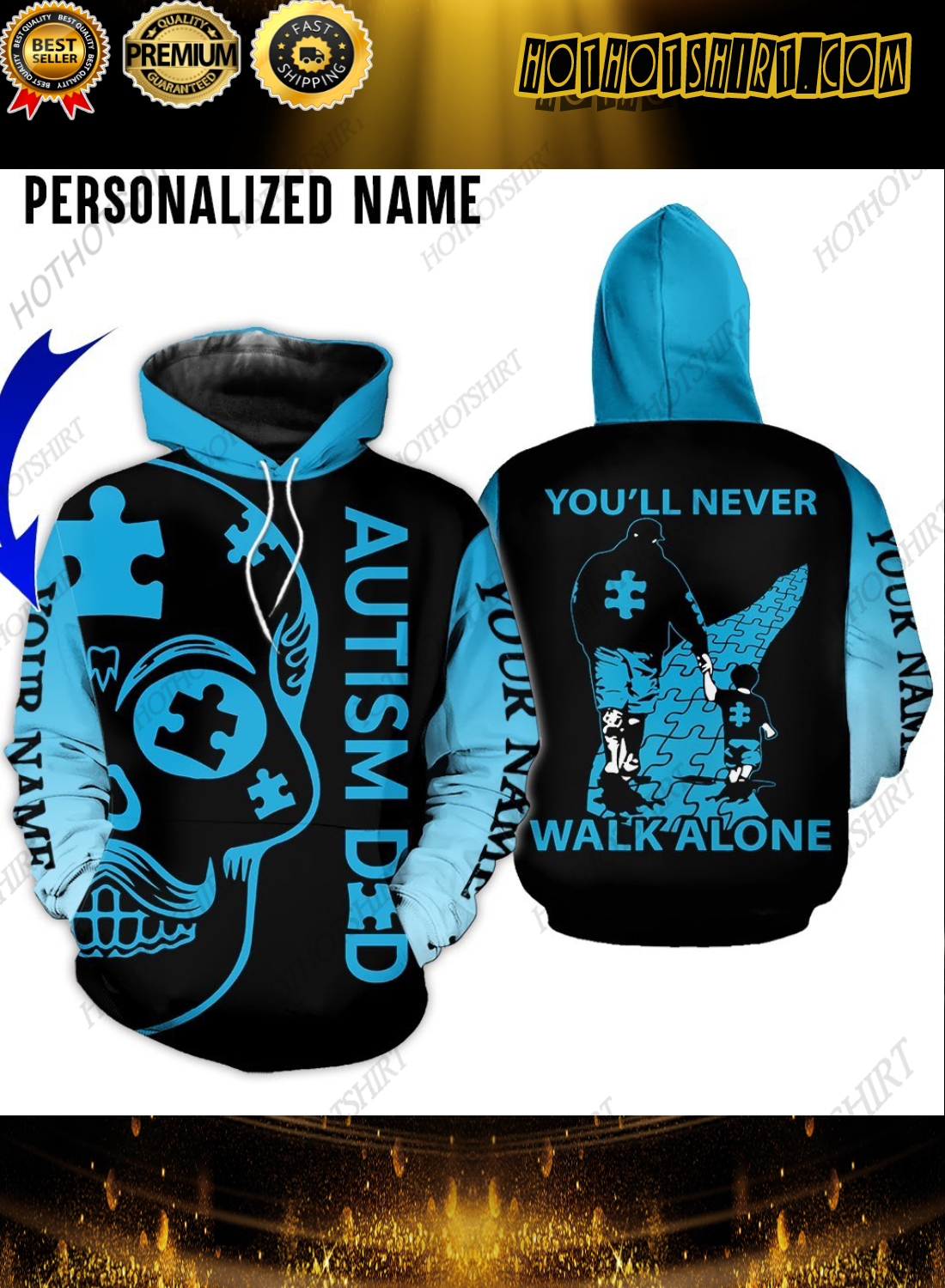 Personalized Name Autism Leather Accept Understand Love 3D Shirts