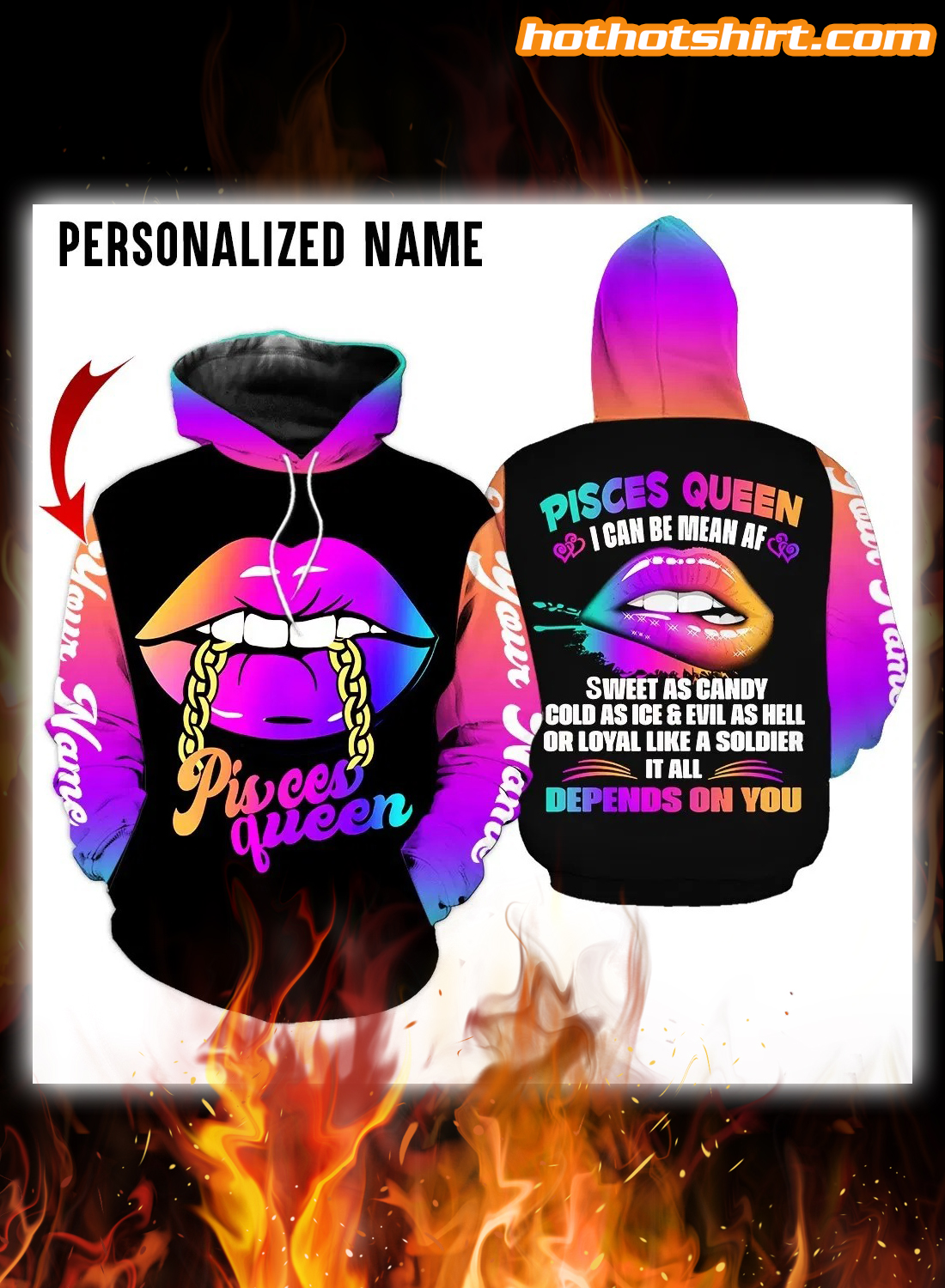 Personalized Name Pisces Queen I Can Be Mean AF 3D Hoodie and Legging
