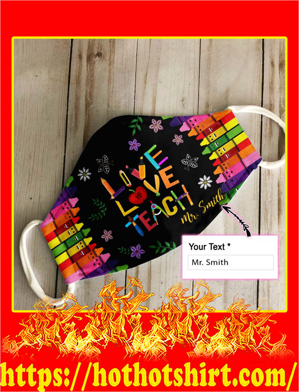 Personalized live love teach custom name face mask
