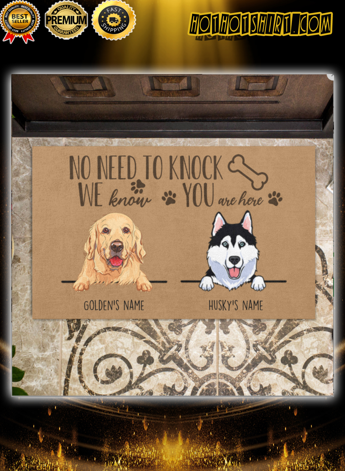 Personalized name dogs no need to knock we know you are here doormat