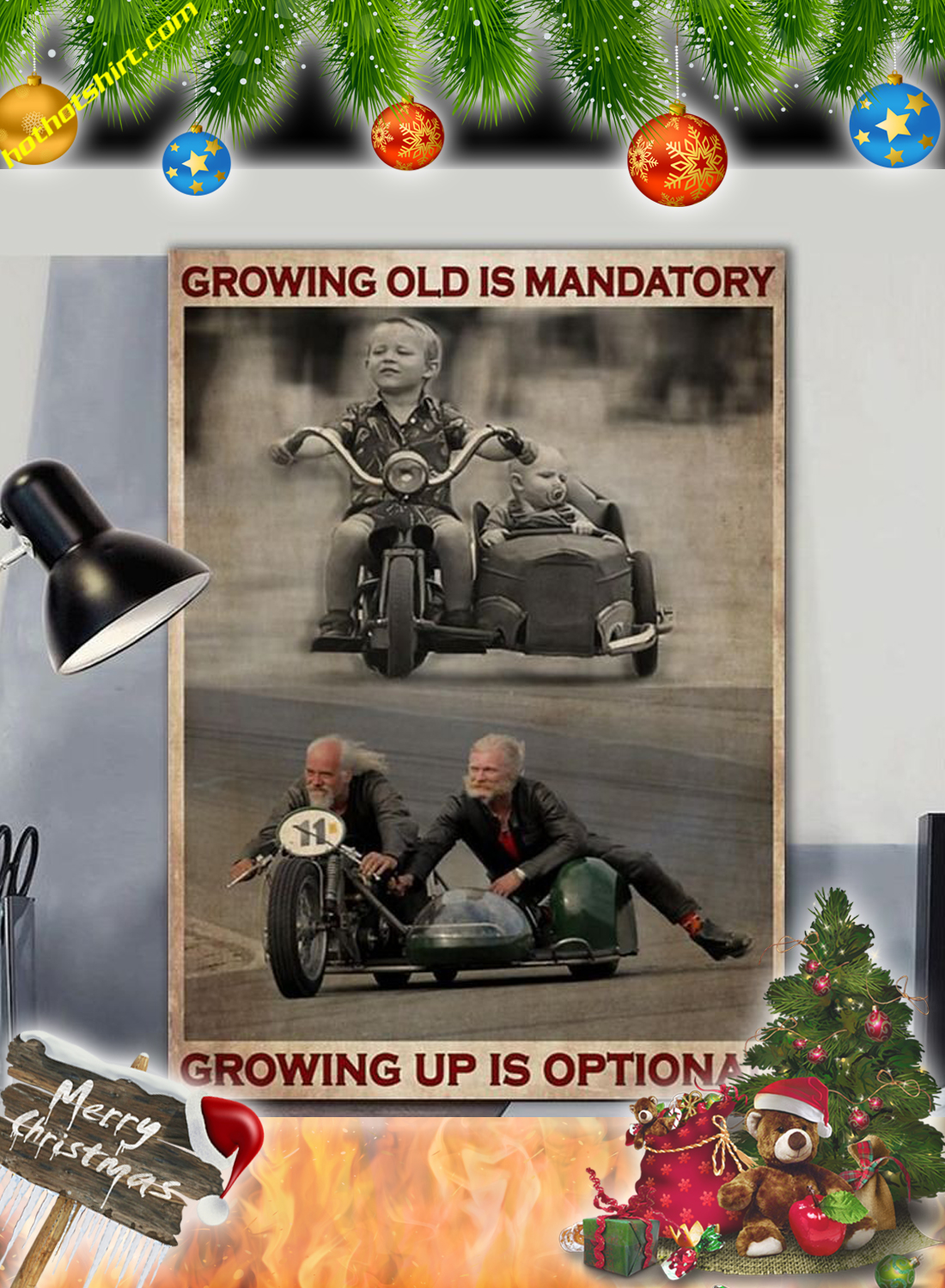 Sidecar growing old is mandatory growing up is optional canvas prints