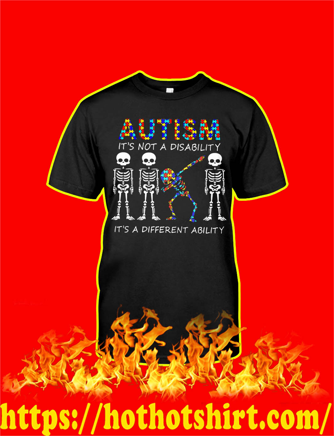 Skeleton Autism Is Not A Disability It’s A Different Ability shirt, hoodie, v-neck