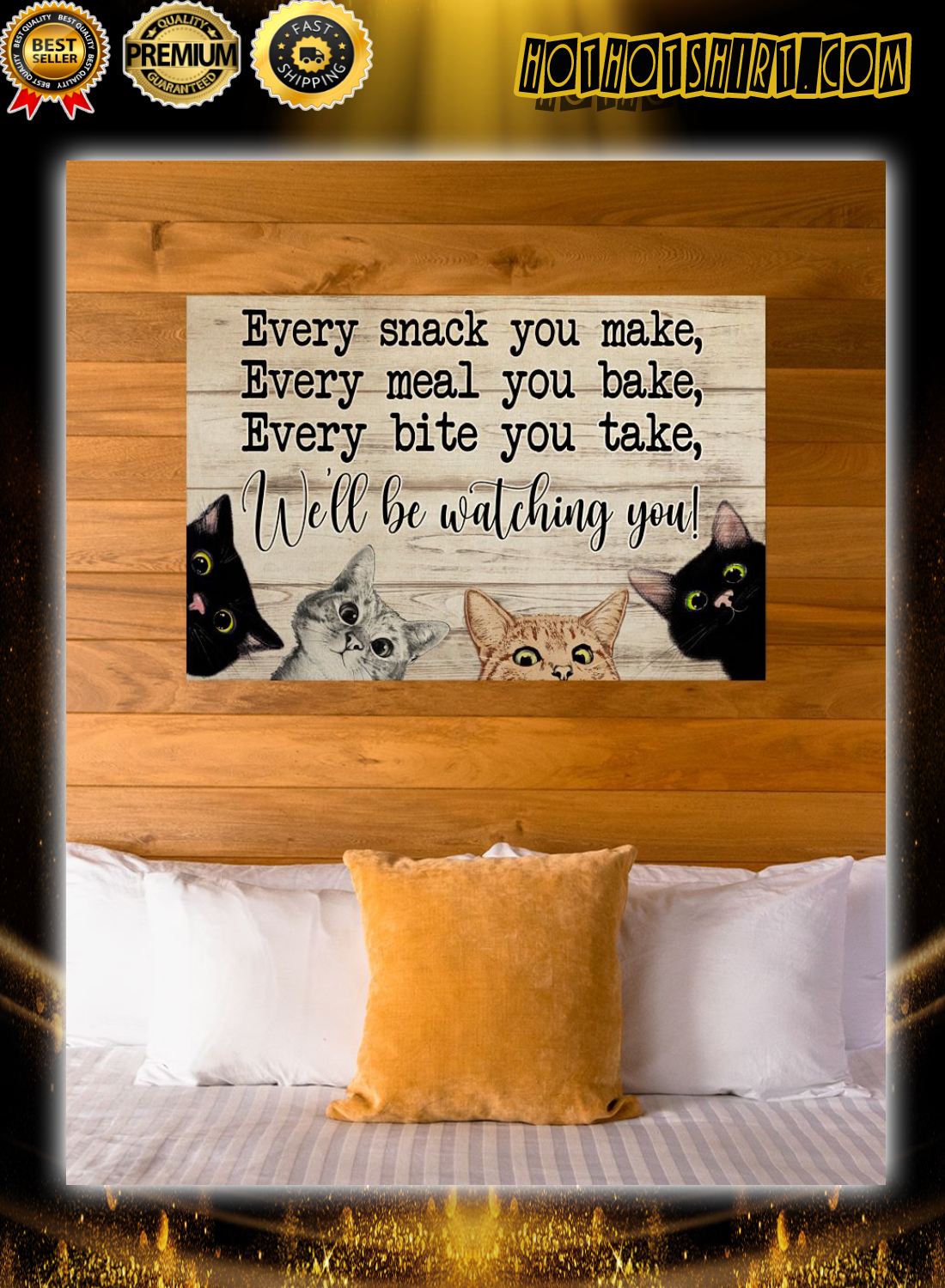 Sneaky cats we'll be watching you poster