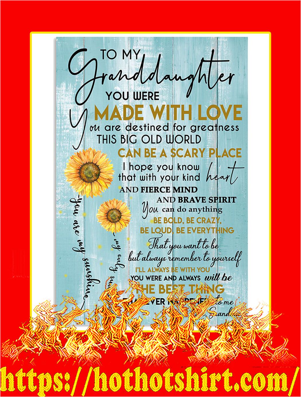 To My Granddaughter Grandma Sunflower Poster