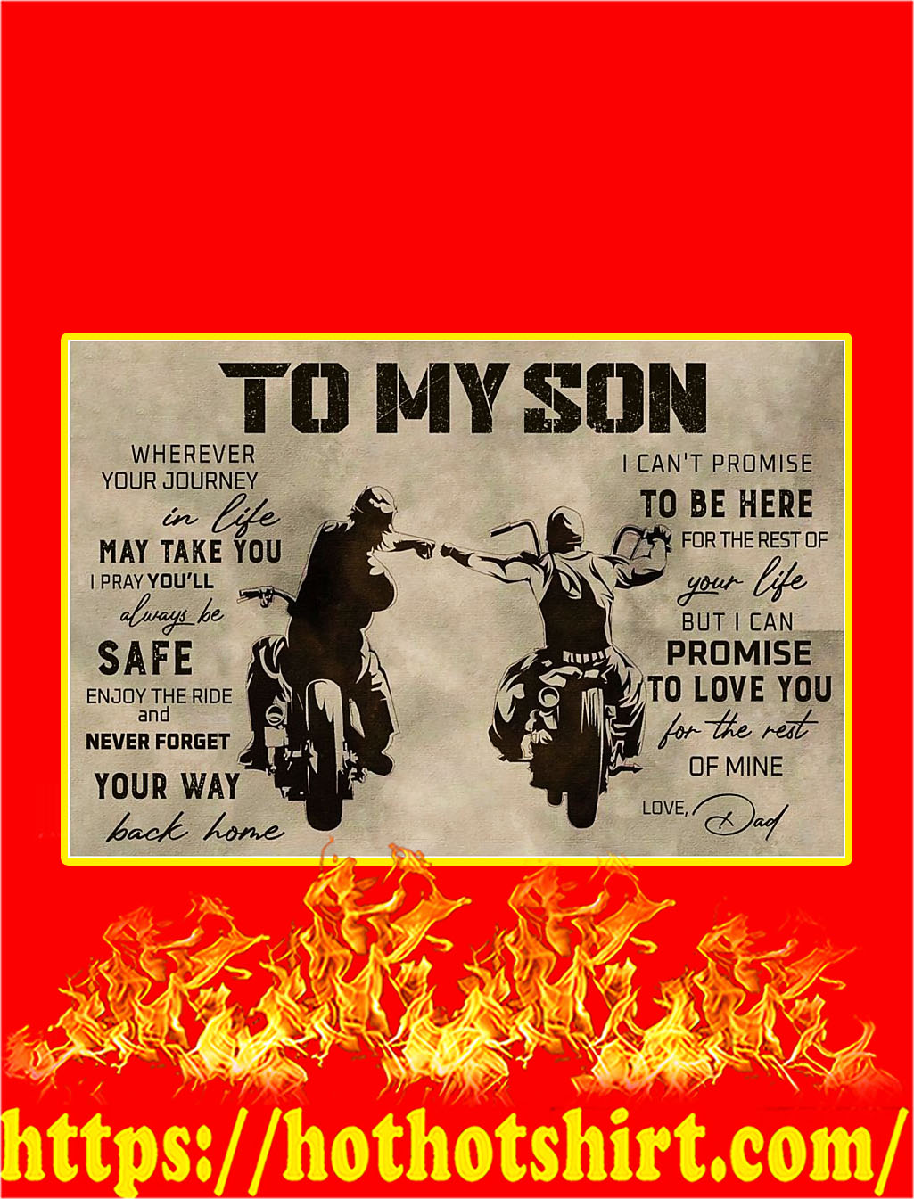 To my son love dad biker poster