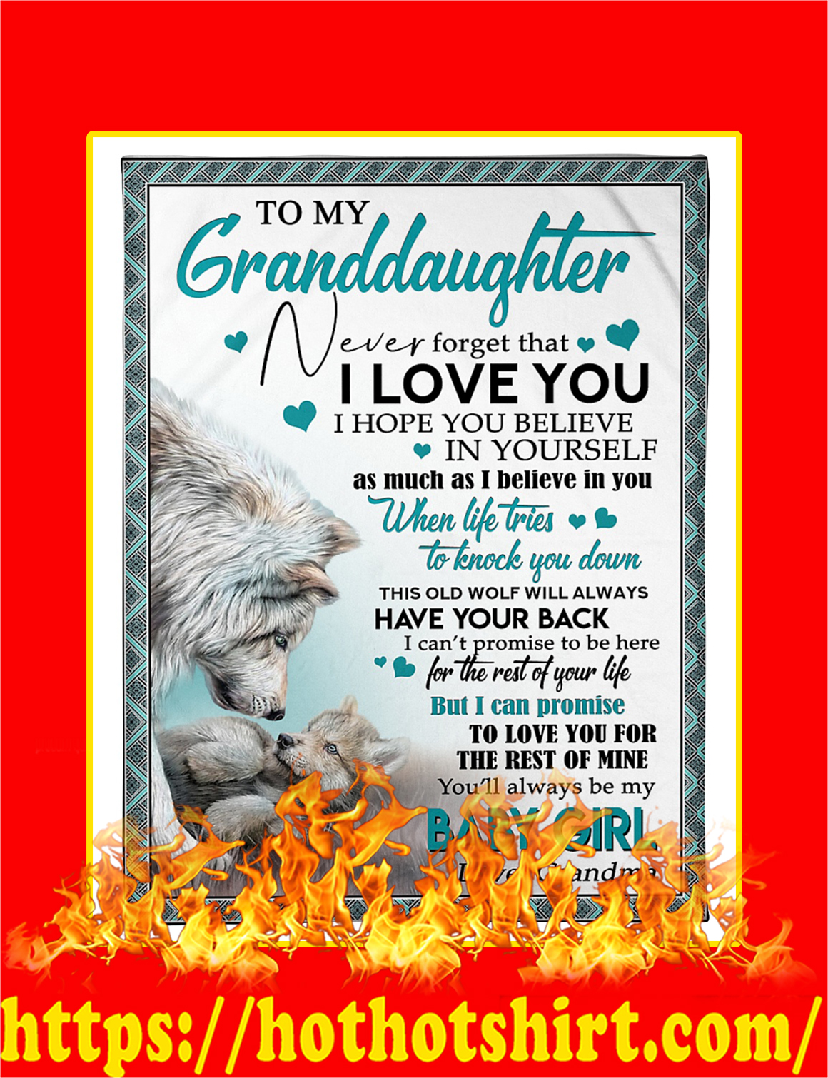 Wolf To My Granddaughter Grandma Blanket