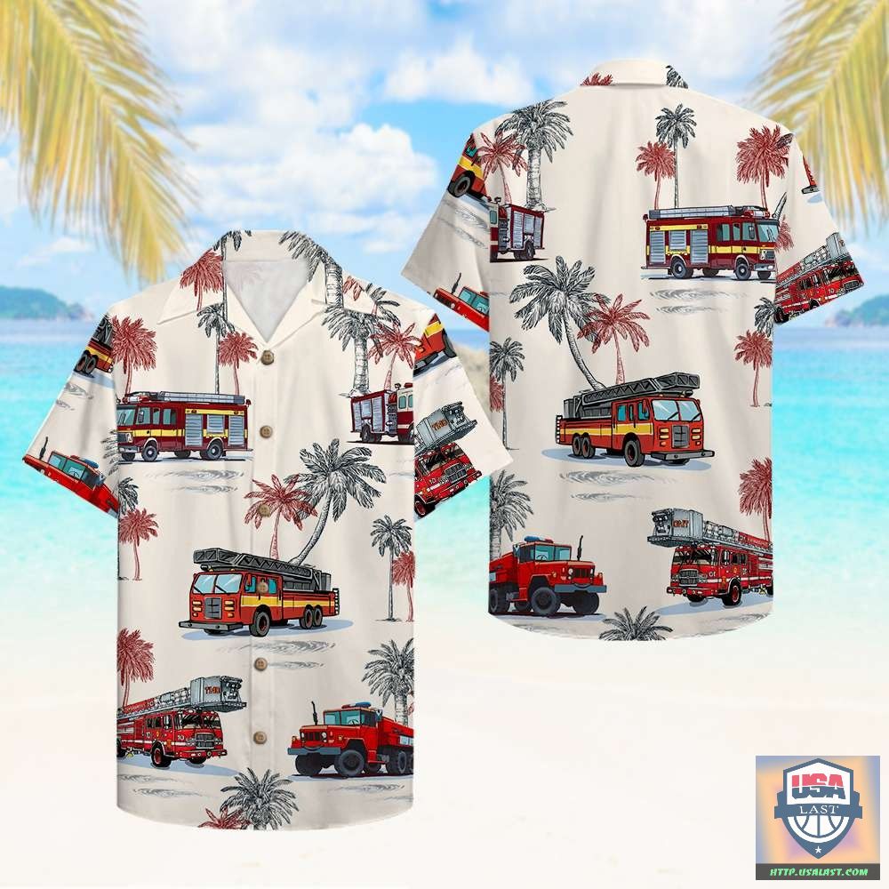 Beautiful Firefighter Fire Truck Pattern Hawaiian Shirt