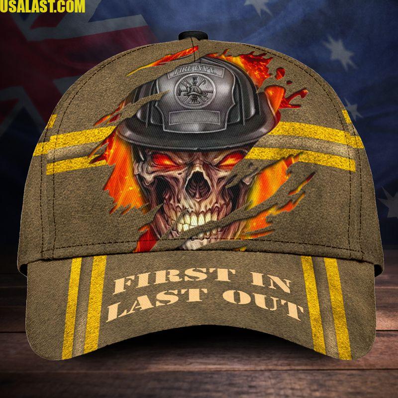 Amazon Skull FireFighter First In Last Out All Over Print Cap