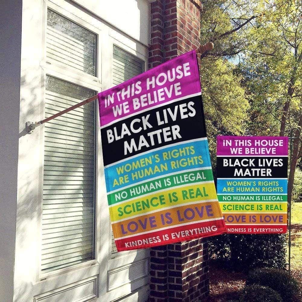Official LGBT In This House We Believe Black Lives Matter House Flag Garden Flag