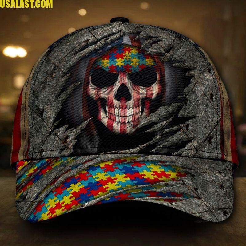 Available Skull Autism Dad All Over Print Cap