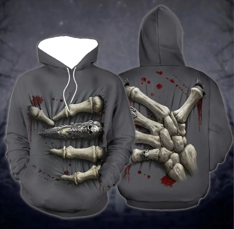 Couple Skull hand 3d all over print hoodie