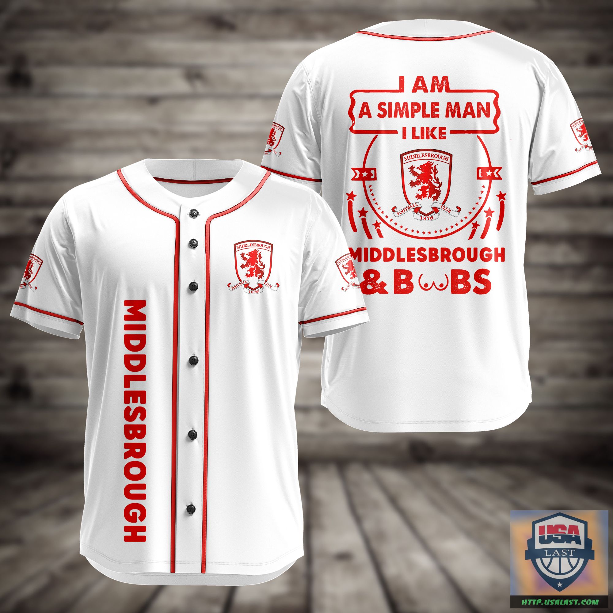 Coolest I Am Simple Man I Like Middlesbrough And Boobs Baseball Jersey