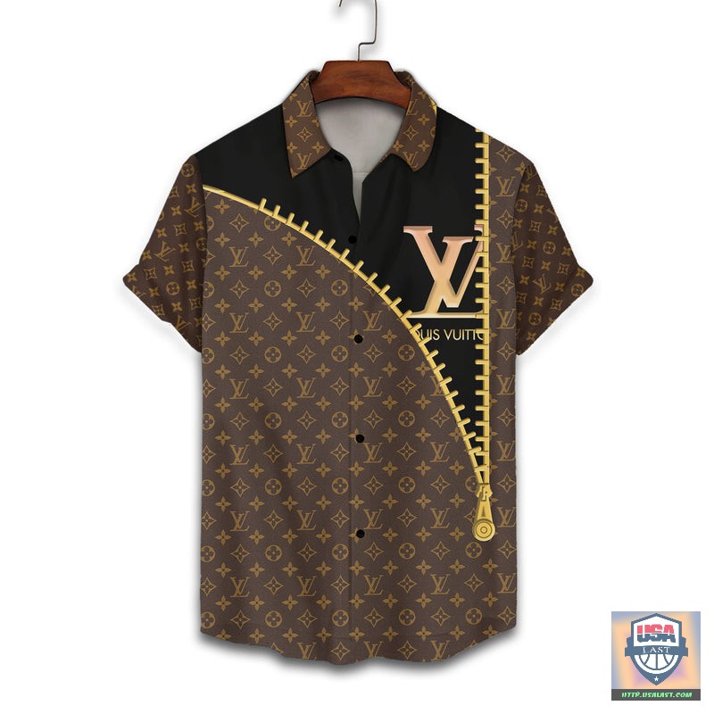 (Big Sale) Louis Vuitton Zipper Hawaiian Shirt Beach Short