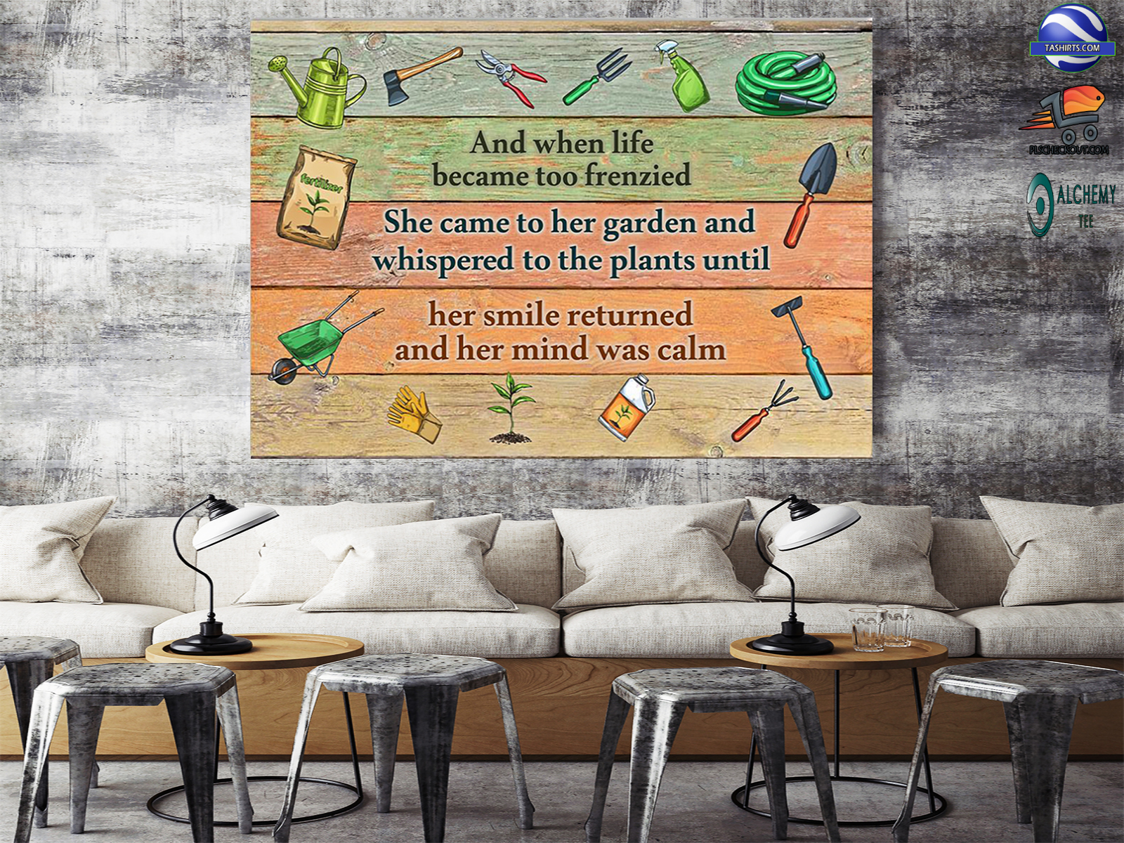 And when life became too frenzied she Gardening Poster