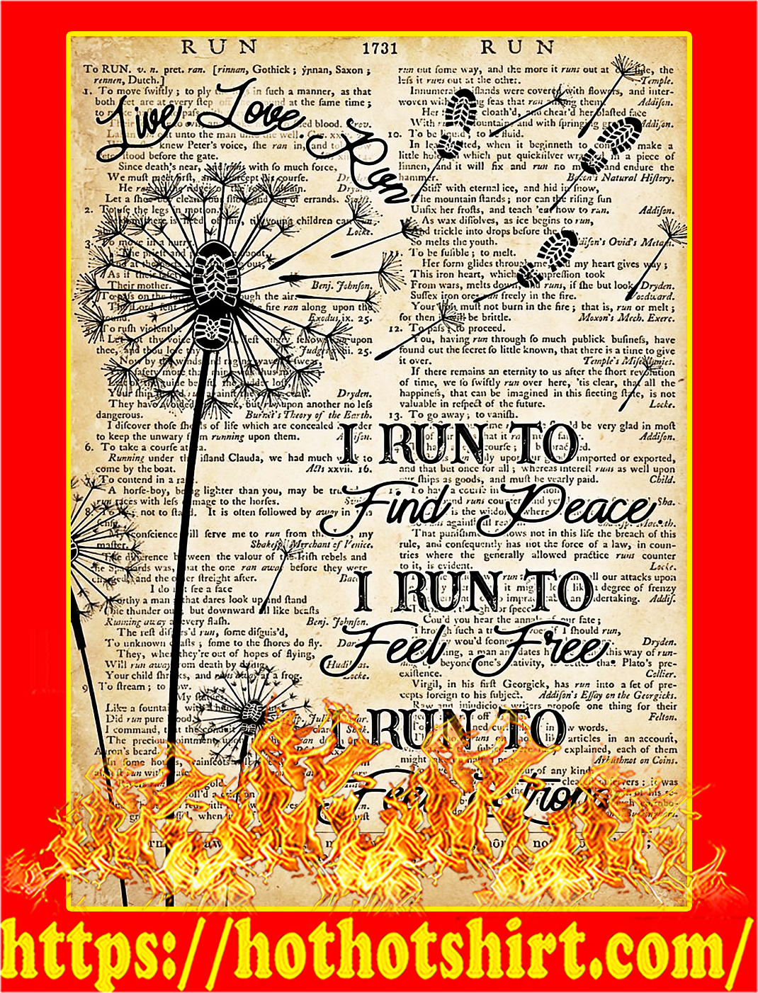 I run to find peace I run to feel free poster