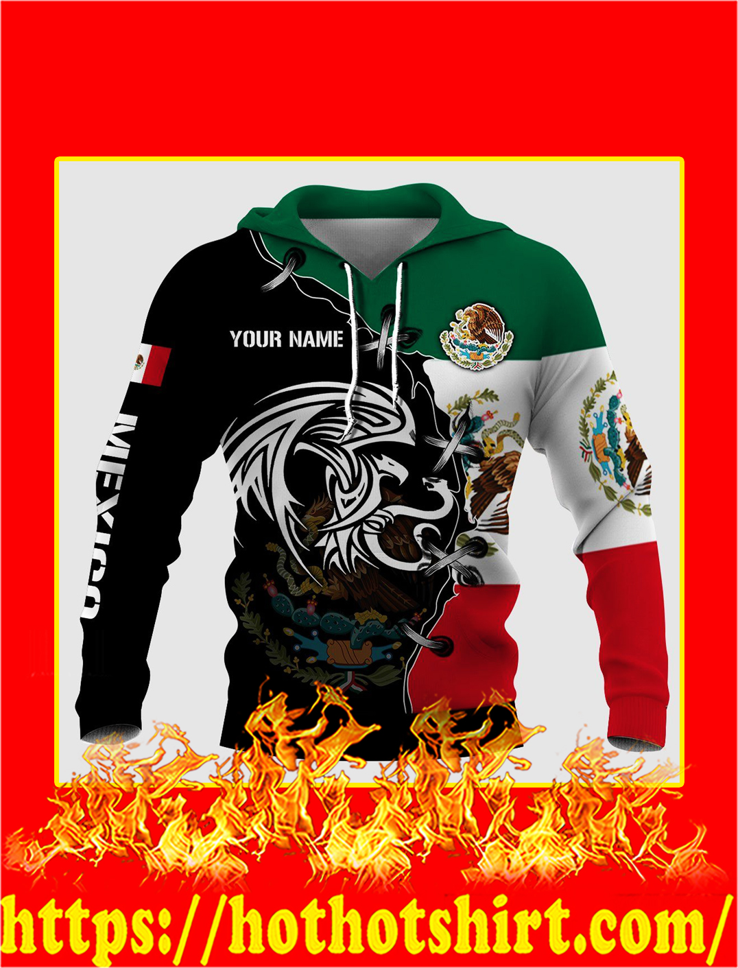 Mexico Golden Eagle Personalize Custom Name 3d hoodie and shirt