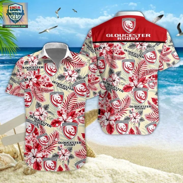 New Trend Gloucester Rugby Tropical Flower Hawaiian Shirt